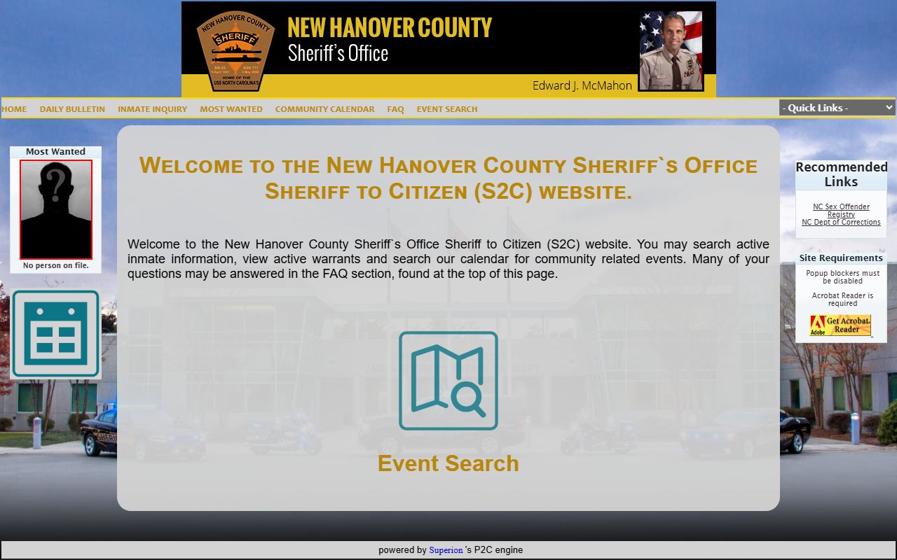 New Hanover County inmate records Sheriff to Citizen search home