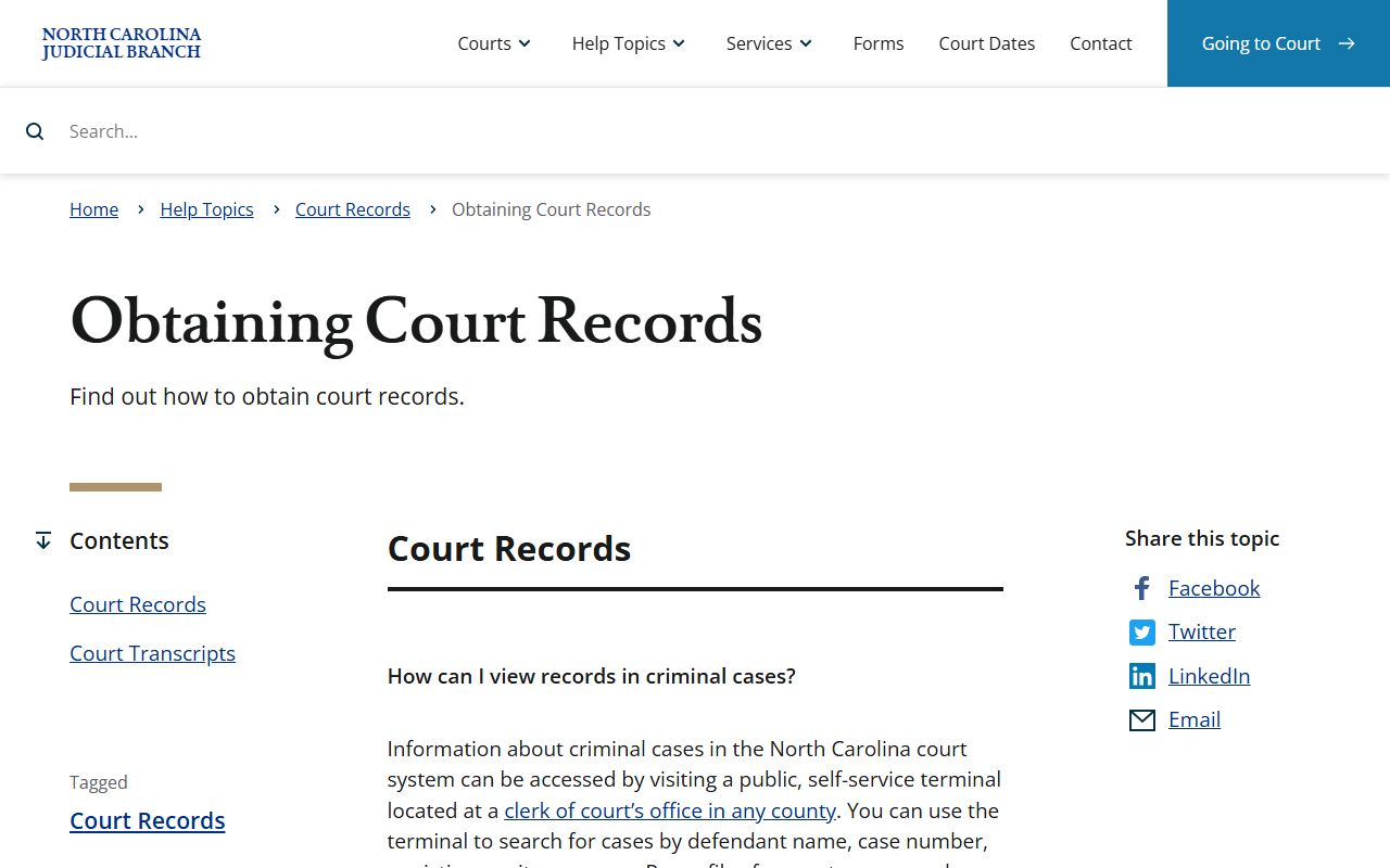 New Hanover County court records after jail arrest Judicial Branch records instructions